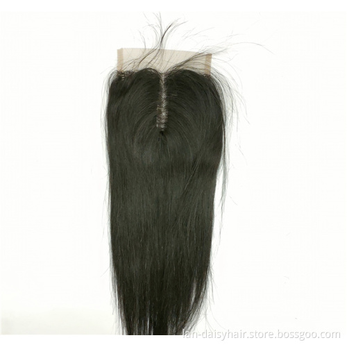 LAN DAISY for Black Women  4*4 T Part half hand made Closure Indian Human Hair Silky Straight Wave Hair  Toupee